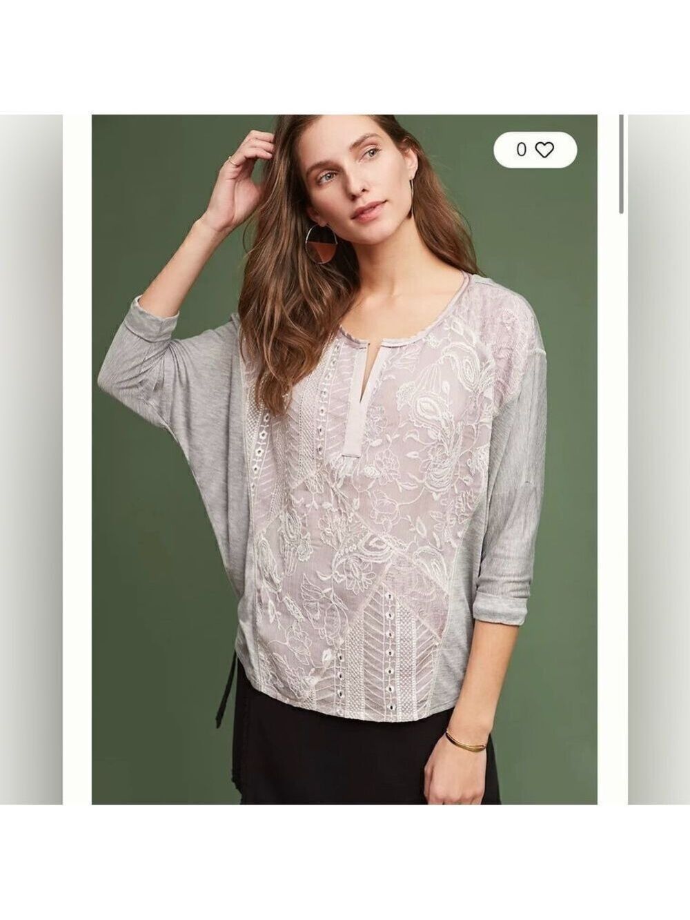 Anthropologie Tiny Hazel Lace Dolman Oversized Top